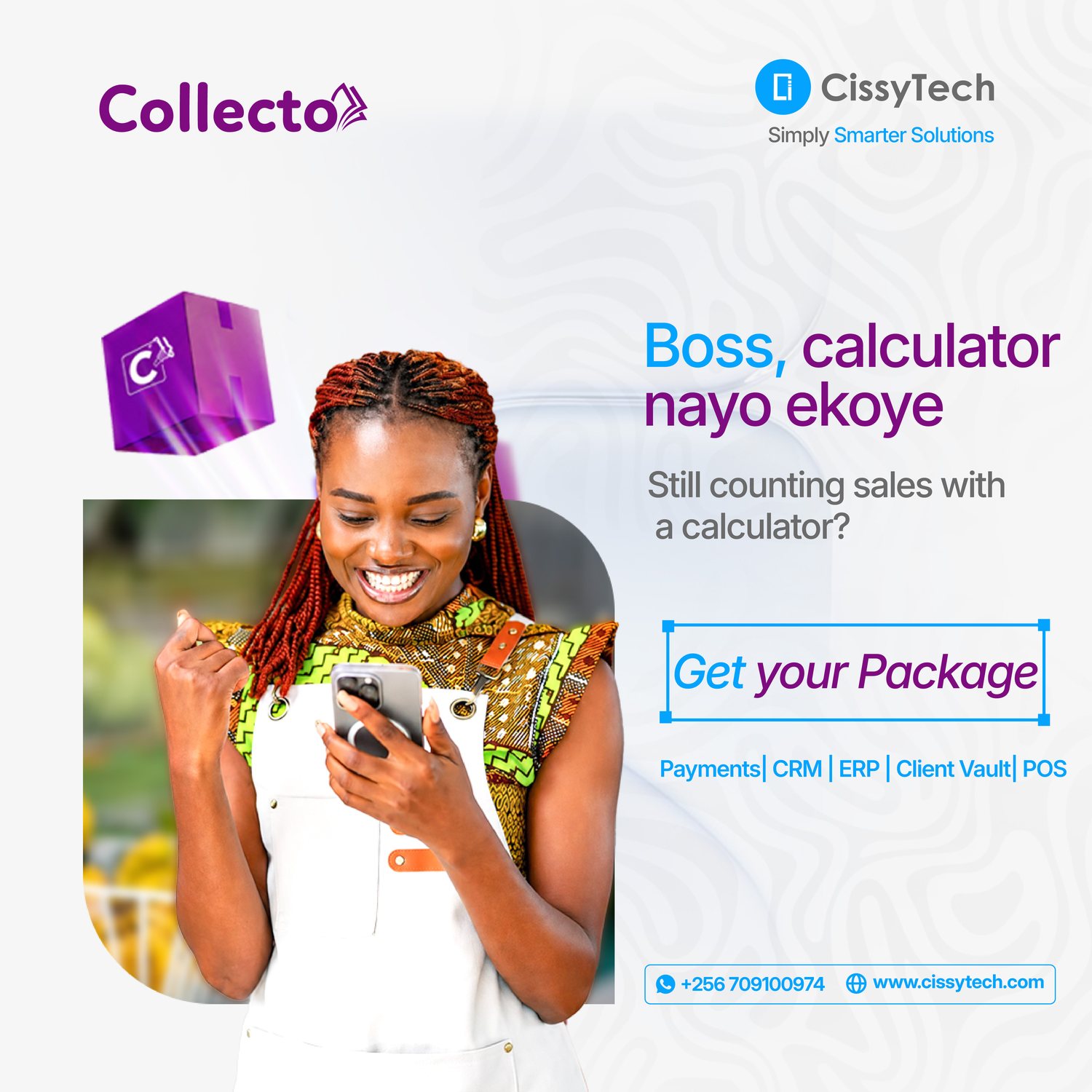 Collecto mobile calculator campaign poster designed by Mackraft