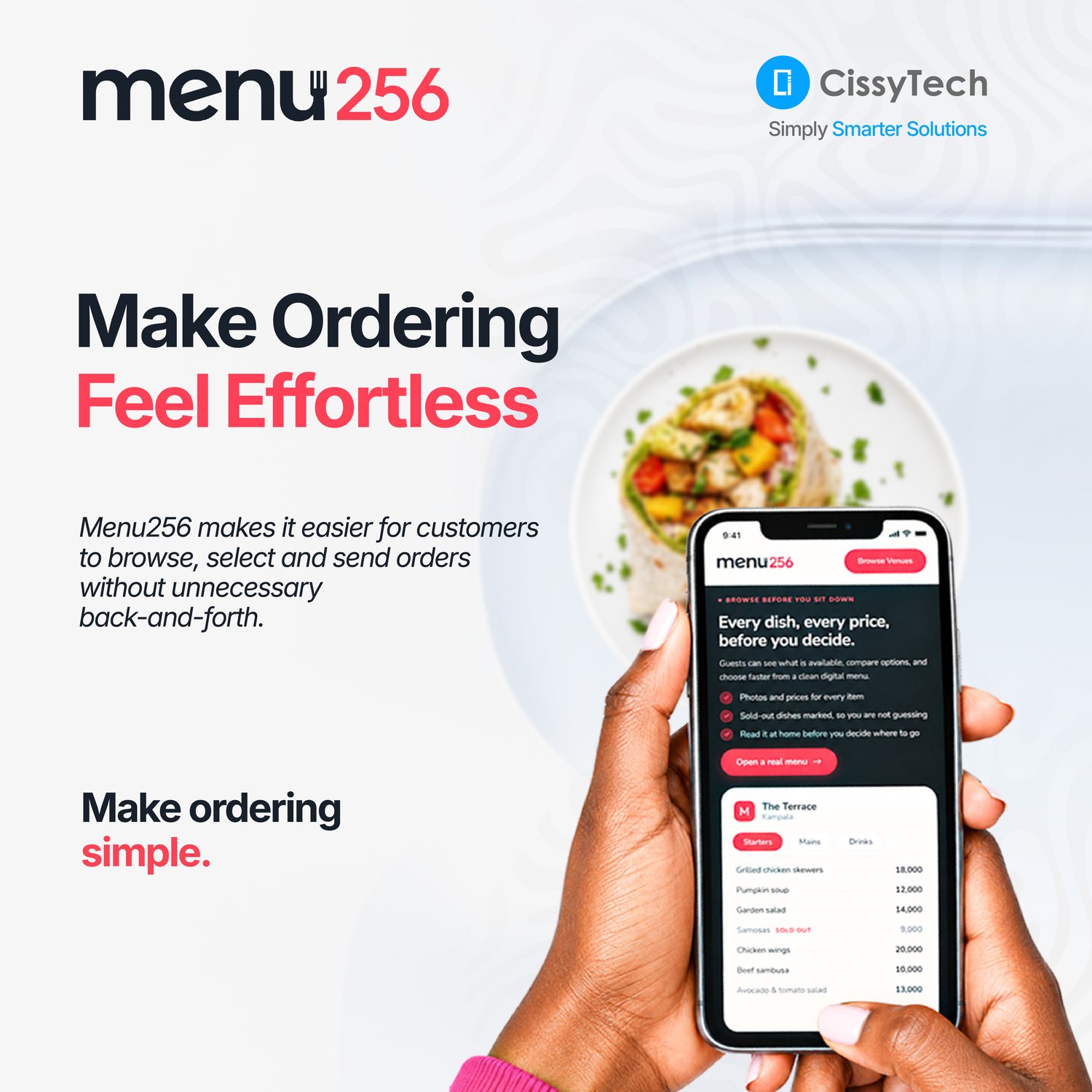 menu256 food ordering campaign poster